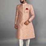 Handmade Banarasi Brocade Achkan | Silver Pink Father Son Combo | Jaipurio